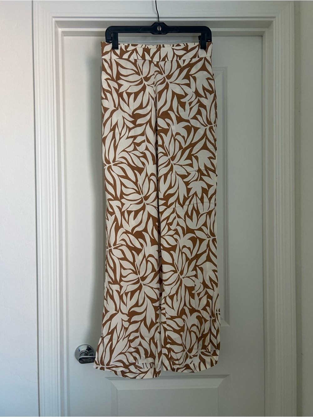 Industry Brown Cream Tropical Floral Wide Leg Palazzo Pants Women’s Medium